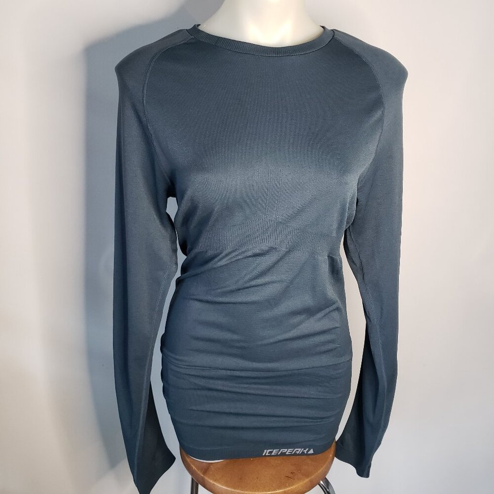Shark Grey Blue Xlong Sleeve Ice Peak Base Layer Technical Athletic Shirt